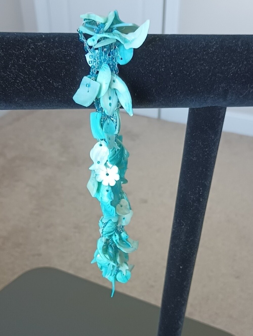 Turquoise Shell Chip Three-Strand Necklace - Picture 4 of 4